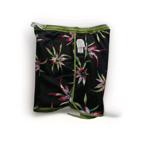 Hot‎ Coals Men’s 8" Swim Trunks XL Elastic Waist GREEN Floral Print Boardshorts - Picture 3 of 7